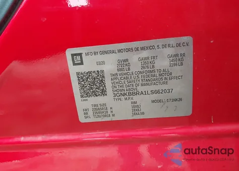 2020 Chevrolet Blazer Fwd 1Lt из США, поврежденный, VIN 3GNKBBRA1LS662037